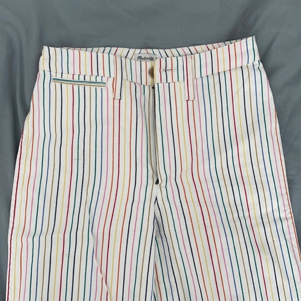 madewell rainbow striped cropped jeans